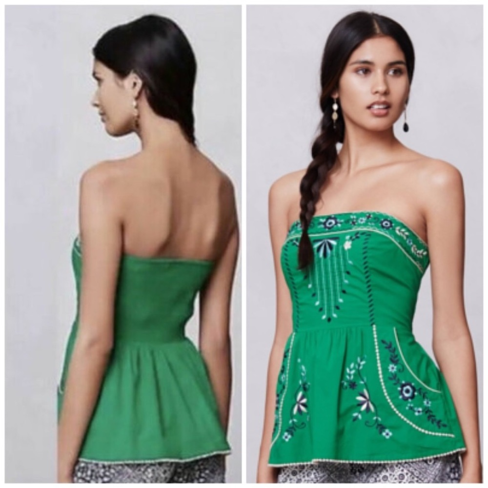 Anthropologie || Grasslands Embroidered Top